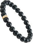 LUXAR Men’s Black Onyx Stone Bead Bracelets | Matte Black 8mm Stone | Minimalist, Designer Jewelry for Men, Large, Onyx