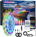 Lichaser Boat LED Strip Light RGB+IC, Marine LED Light Strip for Pontoon with Remote, Segment App Control Boat Light Waterproof 12V, Cool Stuff for Jon Boat, Bass Boat, Camper, RV (15ft)