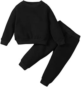 SOBOWO Black Baby Sweatsuit Toddler Baby Boys Girls Winter Clothes Solid Color Long Sleeve Pullover Sweatshirt Pants 2Pcs Kids Fall Outfits Set (Black, 4-5T)
