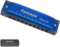 Farcaya Harmonica for Kids Students Beginners Adults Blues Harp Diatonic C Key 10 Holes 20 Tones Metal Mouth Organ with Hard Case and Cleaning Cloth (Blue)