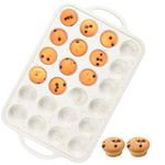 CAKETIME Mini Cupcake Pans, Metal Reinforced Frame Silicone Mini Muffin Pan Nonstick 24 Cups Easy to Handle for Baking Mini Muffins, Mini Cupcakes, Mini Egg Bites 1 Pack