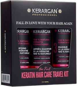 Kerargan - Kit de Voyage Ultra Réparateur à la Kératine Shampoing, Après-shampoing & Masque - Nourrit, Lisse, Renforce & Protège même en Déplacement - Sans Sulfate, silicones, OGM - 3x100 ml