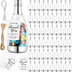 Gerrii 60 Pcs Silver Champagne Bottle Container Set, Candy Bottle Mini Champagne Bottles Plastic DIY Favor Candy Jars with Tags Party Favor Containers for Baby Shower Bridal Wedding Birthday Party