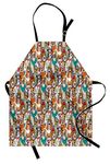 ABAKUHAUS Dog Lover Apron, Hipster Bulldog Pug, Unisex Kitchen Bib Apron with Adjustable Neck for Cooking Baking Gardening, Red Brown