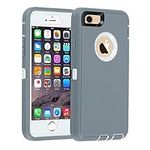 Case for iPhone 6/6s, [Heavy Duty] 3 in 1 Built-in Screen Protector Cover Dust-Proof Shockproof Drop-Proof Scratch-Resistant Shell Case for Apple iPhone 6/6s, 4.7 inch, Gray&White