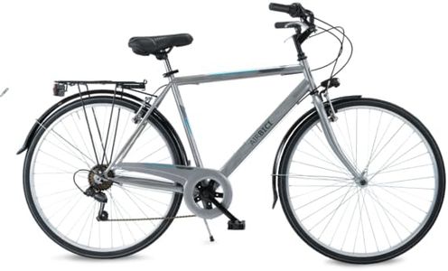Airbici Bicicleta de Paseo Hombre Fusion Man 28”. Bicicleta Hombre 6 Velocidades, Cuadro de Acero, Llantas de Aluminio, Luces Led, Portaequipaje, Caballete.