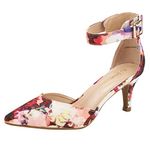 DREAM PAIRS Women's Lowpointed Floral Low Heel Dress Pump Shoes - 7.5 M US