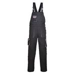 Portwest TX12 Men's Texo Contrast Bib and Brace Work Overalls - Workwear Dungarees with Elasticated Back and Storage Pockets Black, X-Large