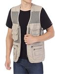 Sukany Men's Summer Safari Fishing Utility Vest Outdoor Mesh Work Photography Travel Hiking Multi-Pockets Waistcoat Jacket Khaki XL