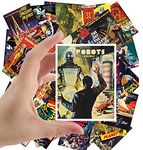 Large Stickers (24 pcs 2.5"x3.5") Robots Are Coming Vintage Movie Poster SciFi Space Battle