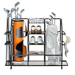 Sdyneut Golf Storage Garage Manager, Golf Equipment Accessories, 2 Golf Bags Storage Rack and Other Golf Equipment Rack, Golf Bag Storage Rack with Wheels for Garage, Club, Shed, Basement