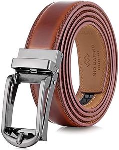Marino Men's Genuine Leather Ratchet Dress Belt with Open Linxx Buckle, Enclosed in an Elegant Gift Box - Burnt Umber - Style 69 - Custom: Up to 44" Waist