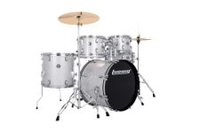 Ludwig Accent Fuse Drum Kit for Beginner to Intermediate Drummers, 5-Piece Set includes 20" Bass Drum, Hi-Hats, Crash/Ride Cymbal and Throne - Silver Sparkle (LC19015DIR)