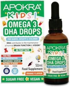 Omega 3 Vegano de DHA para Niños - 50mL - Sin Sabor a Pescado - Sin Conservantes y Sin Azúcar. Alternativa Sostenible de Algas al Aceite de Pescado | APOKRA Kids