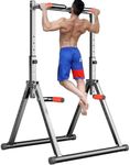 DOBESTS Foldable Power Tower Dip Station Pull Up Bar Station Adjustable Multifunction Fitness Tower Station Training Equipment Home Outdoor, Stable Triangular Structure