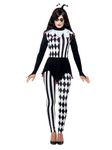 Smiffys Female Jester Costume, Black with Top, Leggings & Headband, Halloween Cirque Sinister Fancy Dress, Halloween Dress Up Costumes