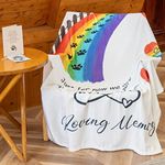 PuGez Rainbow Bridge Pet Memorial Gifts, Bereavement Gifts for Loss of Dog or Cat, Soft Gift Blanket ＆ Bracelet Set, Sympathy With Comforting Heartfelt Sentiment, White