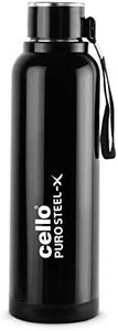 Cello Puro Steel-X Benz 900 Inner Steel Insulated Water Bottle 900 ml, Black | ISI Certified, BPA Free, Leakproof | Sturdy & Durable | Ideal for Office, College, Gym, Cycling, Camping & Outdoor Sports
