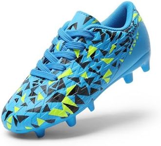 DREAM PAIRS Boys Girls Soccer Cleats Youth Firm Groud Athletic Outdoor Trainning Football Shoes for Little/Big Kid,Size 3 Little Kid,Royal Blue/Black,HZ19003K