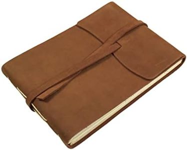 Rustic Genuine Leather Photo Album with Gift Box - Scrapbook Style Pages - Holds 60 4x6 or 5x7 Photos