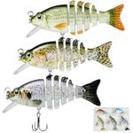 GOTOUR Fishing Lures Lifelike Multi Jointed Swimbait for Freshwater and Saltwater, Slow Sinking Hard Bait for Bass Trout Crappie Perch Pike Walleye, Pro Fishing Gear, Amazing Fishing Gifts for Men