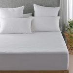 Dreamaker 180gsm Cotton Filled Mattress Protector Anti-Bacterial Treated Top Cover Fully Fitted Skirt Stretched Breathable Dust Mite Resistant Reduce Moisture Retention - King Single Bed: 180x203+45cm