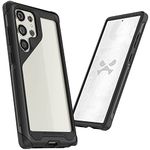 Ghostek ATOMIC Slim Case for Galaxy S23 Ultra (6.8") - Clear Back, S-Pen Access, Shockproof & Wireless Charging Compatible, Black