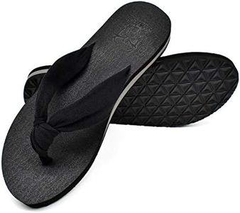 KuaiLu Tongs Femme Tissu été Flip Flops Plage et Piscine Adulte Soutien Voute Plantaire Tongue Sandales Cuir Orthopedique Yoga Mousse Antidérapantes Semelles Douche Claquette Noir 37