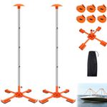 Boat Cover Support Poles 2 Pack, Stainless Steel Boat Cover Poles Adjustable 16"-59", Boat Cover Support System 4-Stage Extension with Metal Quadrupod Base for Pontoon and Jon Boat(Orange)