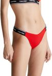 Calvin Klein Women Bikini Bottoms with Logo Band, Red (Cajun Red), M