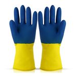 Robustt Heavy Duty Rubber Hand gloves - 1 Pair (Free Size, Multicolor) for Dishwashing, gardening, kitchen cleaning