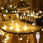 Liyade Indoor String Lights, 40 LED String Lights, IP65 Waterproof USB Powered Indoor Decorative Lighting for Bedroom, Garden, Camping, Christmas and Wedding (Warm White)