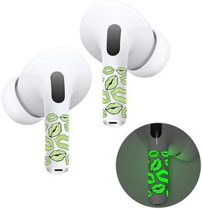 RockMax for AirPod Skins, Luminous Glow in The Dark Decal Stickers for Ear Buds, DIY Lips Tattoos for AirPods Pro 2nd Generation, Durable, Easy to Apply, Present for Boys and Girls