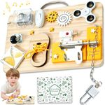 Jumble Dream Wooden Busy Board for Toddlers - Montessori Sensory Activity Board - Educational & Fidget Board with Locks, Spinners & More - Travel Toy for Autism & ADHD - Baby Busy Board for Ages 1-4