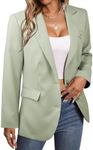 ECOWISH Women Blazer Casual Jacket - Long Sleeve Lapel Lightweight Office Lady Outfits Button Dressy Coat Casual Tops Green Large