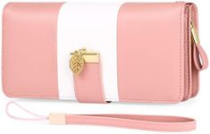 GOIACII Wristlet Women's Wallet Large Capacity Credit Card Holder for Women RFID Blocking, A04 Pink, Contemporary