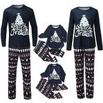 2024 Christmas Pajamas for Family Couple Matching Christmas Pajamas Set Gift Xmas Holiday Party PJS Sets, G - Navy, Large