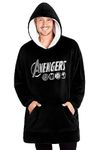 Marvel Oversized Hoodie Blanket for Men and Teenagers Avengers Black Panther Captain America Iron Man - Gifts for Men (Black Avengers)