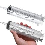 2 PCS 150 ML Large Syringes, Plastic Garden Industrial Syringes for Scientific Labs, Measuring, Watering, Refilling, Filtration Multiple Uses ，More Size Choice：100ML