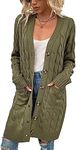 disi Womens Cardigan Long Sleeve Cable Knit Sweater Open Front Loose Outwear with Pocket