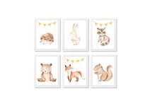 Nursery Prints - Set of Nursery Prints - Nursery Wall Picture - New Baby Print - Woodland Animals Prints - Watercolour Animal Print