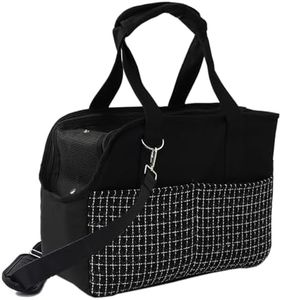 Patazone Dog Purse Carrier for Small Dogs,Cozy Plush Pets Carrier Purse Outdoor Picnic Shopping Woman Luxury Style (Black)