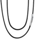 Black Cord Necklace Mens 20 Inch Leather Chain Jewelry Solid Waterproof String Wax Rope Neck Chains for Brother Birthday Gift