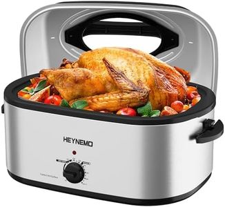 26 Quart Electric Roaster Oven with Visible & Self-Basting Lid, Large Turkey Defrost Warm Function, Adjustable Temperature, Removable Pan Rack, Stainless Steel, Silver