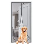 Magnetic Screen Door Fits Doors68x92in/175x235cm, Full Frame Instant Mesh Curtain, Hands Free Bugs Off Door Screen -Gray