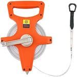 QWORK Tape Measure, 1/2" x 164' Open Reel Dual Sided Fiberglass Tape Measure for Engineer, Yard and Field, Measuring Tape