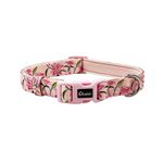 Olahibi Neoprene Padded Dog Collar, Lily Pattern, Polyester Material, with Soft and Comfortable Neoprene Padding, for Small Dogs.(S,Pink Lily)