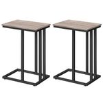 HOOBRO C Shaped End Table Set of 2, Small Couch Side Table with Metal Frame, Sturdy Slide Under C Table Sofa Side Table for Small Spaces, Living Room, Bedroom, Greige and Black BG02SFP201G1