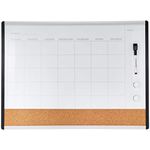 Amazon Basics 3 in 1 Combo Dry Erase Calendar Board, Plastic/Aluminum Frame, 17" x 23", 3 Pack, Black