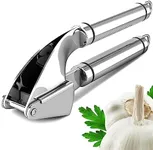 Garlic Press Premium Stainless Steel, Crushing Tool for Ginger and Nuts with Large Flip Basket, Dishwasher Safe and Rust Proof Mincer By Chef's Star